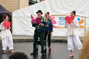 Paul's performance the original spinners bristol, clowning for dementia, Dance for Parkinson's.